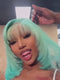 Dorsanee Pastel Green 8 10 12 inch Short Bob Human Hair Wig Side Part With Bangs