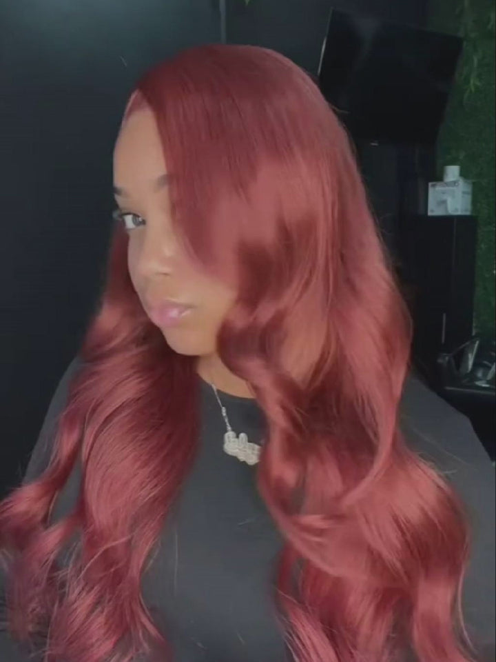 @kayla_beenit  Tik Tok video - Dorsanee #33 Reddish Brown Auburn Color 13x4 Lace Front 180% Density Body Wave Human Hair Wigs