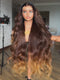 Dorsanee 250 300 Density Ombre Chocolate Brown Honey Blonde 13x4 Lace Front Human Hair Wigs