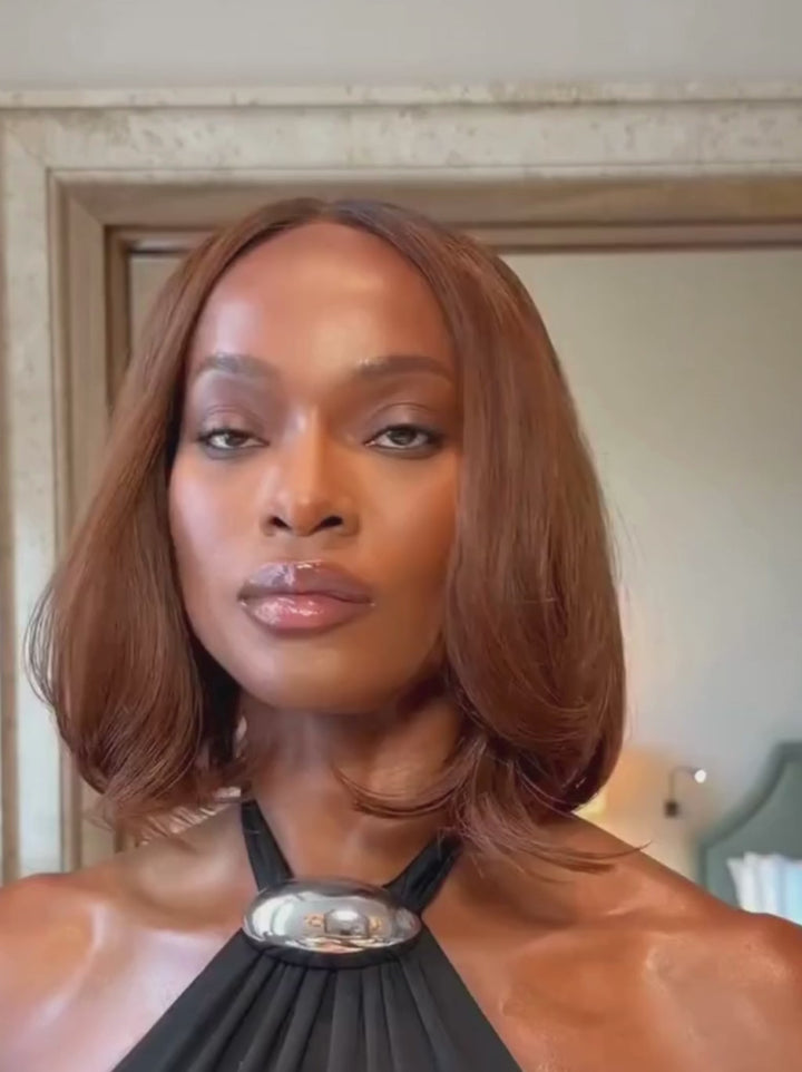 Dorsanee Elegant Caramel Brown Short Bob Straight 13x4 Lace Front Virgin Human Hair Wigs