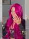 Dorsanee Hot Rose Pink 13x4 Lace Front Virgin Human Hair Wigs Wth Bangs