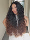 Dorsanee Ombre Black Brown Loose Deep Wave 300 Density 13x4 Lace Front Human Hair Wig