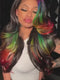 Dorsanee Black With Purple Green Blue Red Multi Color Lace Front Human Hair Wig