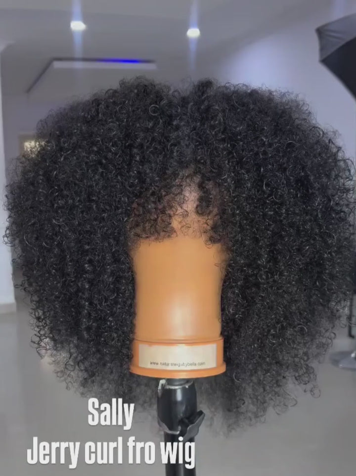 Dorsanee Short Fluffy Afro Kinky Curly With Bangs 14 16inch Bob Wig 13x4 Lace Front Human Hair Wigs