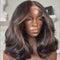 Dorsanee Black With Brown Highlight Short Bob Human Hair Wigs