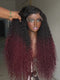 Dorsanee Ombre Black Burgundy Red Kinky Curly 250 300 Density 13x4 Lace Front Human Hair Wig