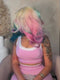 Dorsanee Ombre Blonde Ocean Blue Purple Pink 13x4 Lace Front Human Hair Wig