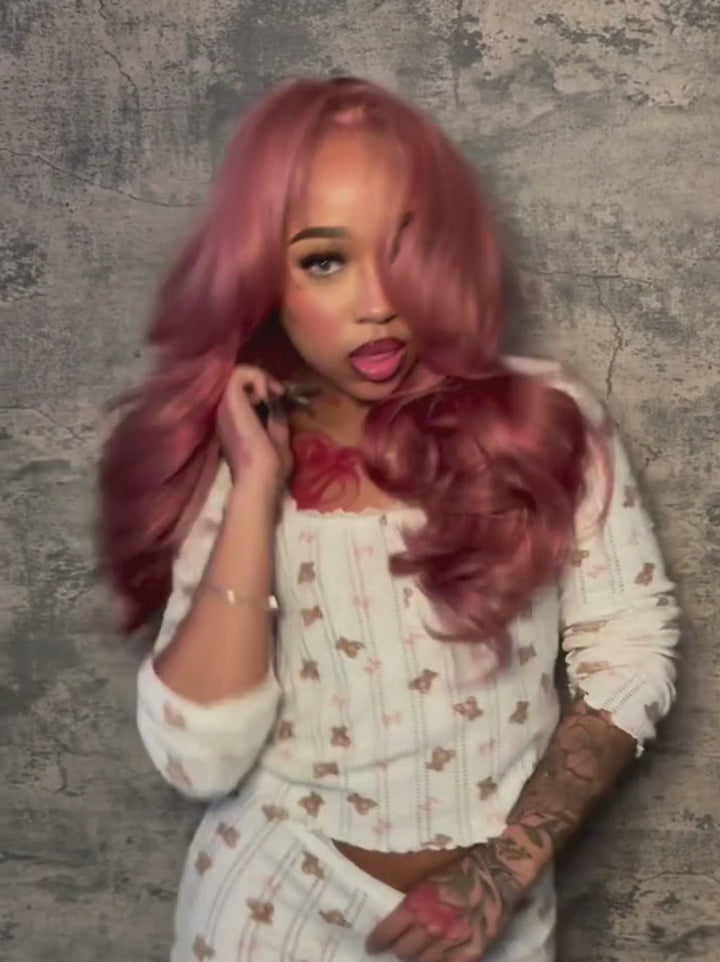 Dorsanee Luxury Dusty Rose Copper Auburn Red 13x4 Lace Front Virgin Human Hair Wigs 200 Density