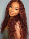 Reddish Brown Water Wave HD Transparent Lace Front Human Hair Wigs