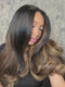 Dorsanee Ombre Black Chocolate Brown Highlights 13x4 Lace Front Human Hair Wigs 200 Density