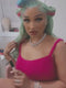 Dorsanee Pastel Green With Pink Blue Skunk Stripe HD Lace Front Human Hair Wigs
