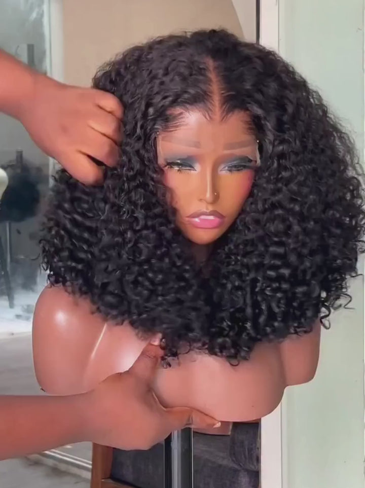 Dorsanee Voluminous Kinky Curly Shoulder Length Short Bob 13x4 Lace Front Human Hair Wigs