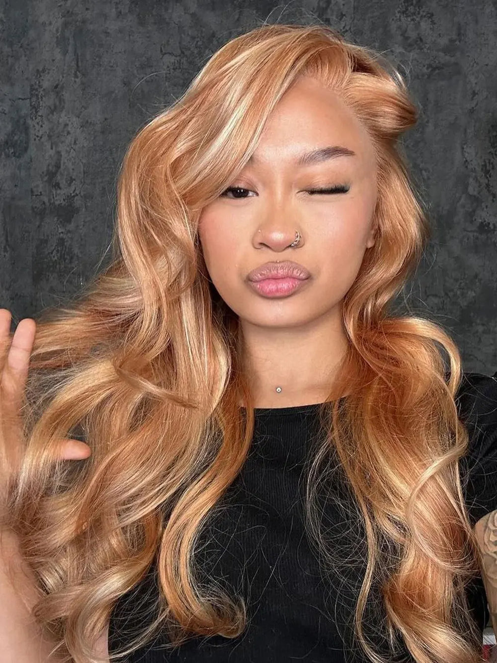 Dorsanee Ash Light Brown Highlight 13x4 Lace Front Mixed Brown&Blonde Color StraightBody Wave Human Hair Wig