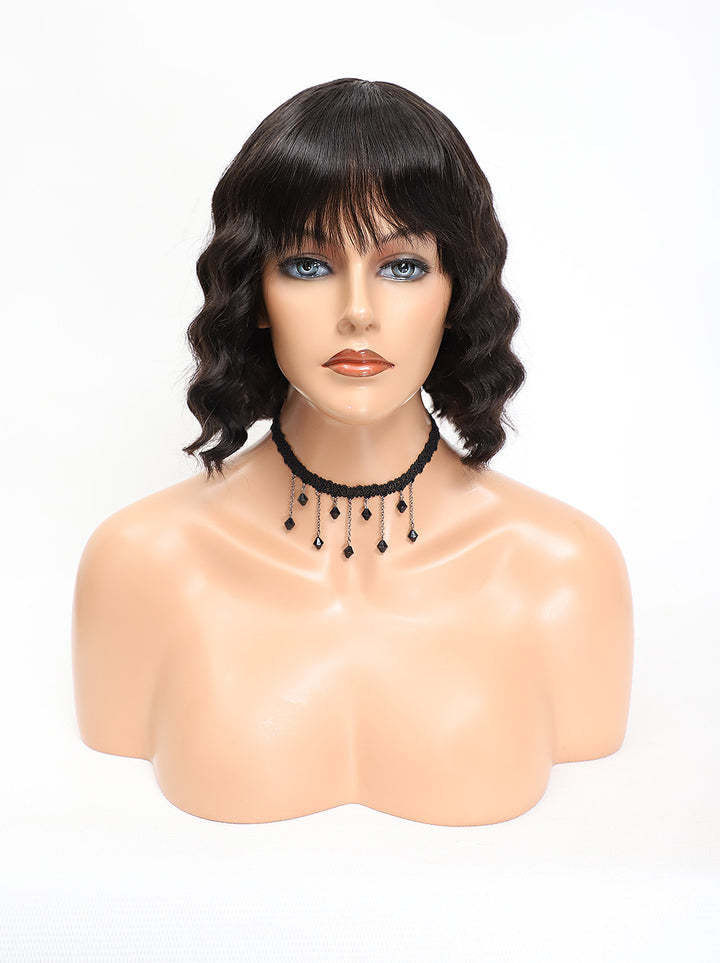 Dorsanee Short Wavy Bob Wig Mature Elegant Front Human Hair Wigs