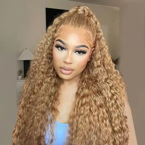 Dorsanee hair water wave #27 honey blonde  13×4 lace frontal human hair wigs